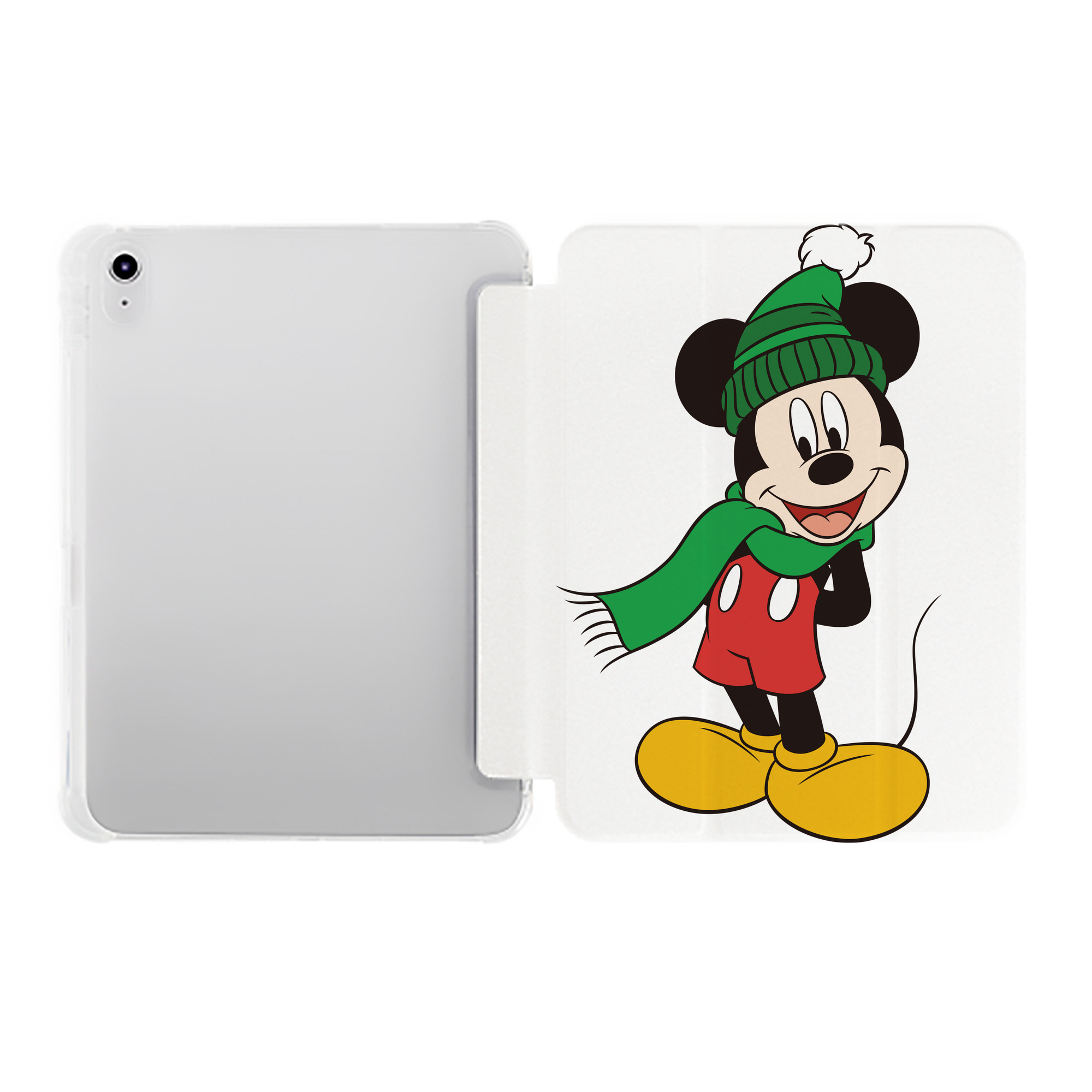 （画像用） ミッキーマウス Mickey Mouse IPad ケース ペン収納付き 三つ折りスタンド PUレザー×シリコン 対応機種9.5/10.5/10.9インチ
